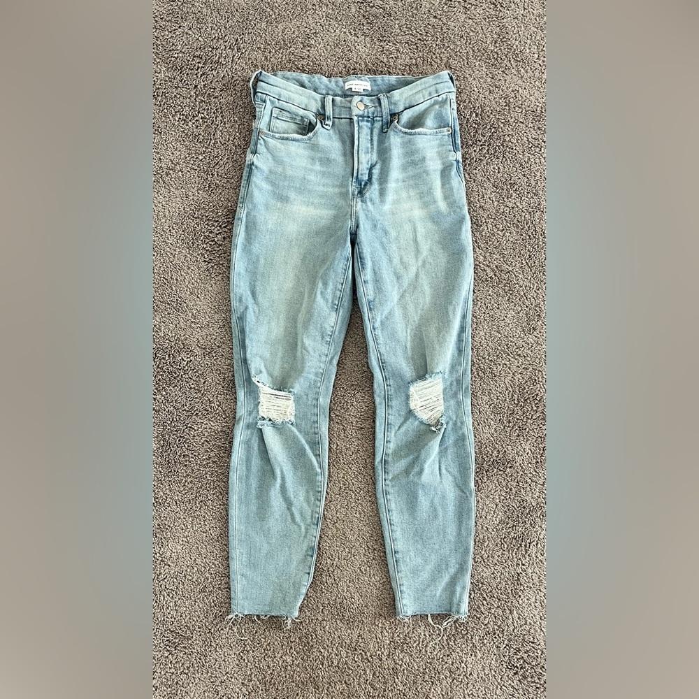 good american light wash jeans